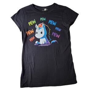Tee Turtle Gamer Girl Rainbow Unicorn Cotton Graphic Tee - Women's Slim Fit M